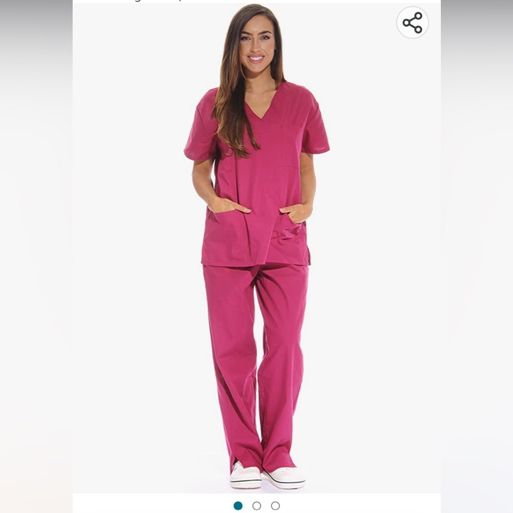Just love women’s scrubs, burgundy, size XS